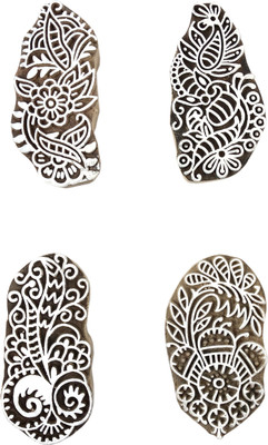Global Art Traders Set of 4 Fabric Printing Block Assorted Textile Printing Floral blocks Printing Blocks(Pack of 4)