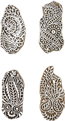 Global Art Traders Set of 4 Assorted Design Floral Blocks DIY Work School Project Block Printing Blocks(Pack of 4)