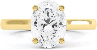 Jaipur Gemstone JaipurGemstone Certified & Natural & Best Quality Genuine Diamond Gemstone Ring Copper Diamond Gold Plated Ring