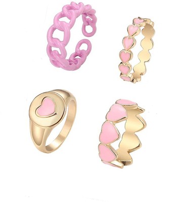 Jewels Galaxy New Stackable Rings Brass Gold Plated Ring Set