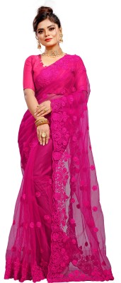 Jeet Enterprise Embroidered Bandhani Pure Silk Saree(Pink)