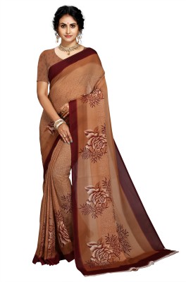 Kanooda Prints Printed Bollywood Georgette Saree(Beige)