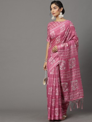 Ratnavati Printed Kalamkari Pure Silk Saree(Pink)