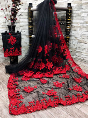 MAULIKR Embroidered Bollywood Net Saree(Multicolor)
