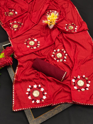 bhavika silk mills Self Design Bollywood Crepe Saree(Red)