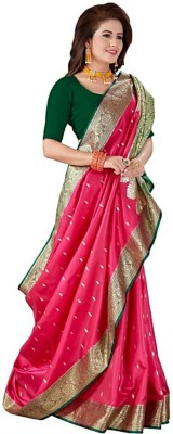 Dulhan Collection Self Design, Embroidered Banarasi Pure Silk Saree(Pink)