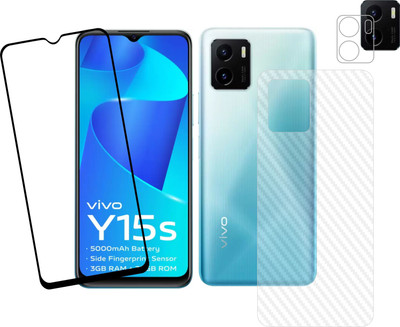 Vatsin Front and Back Tempered Glass for ViVO Y15s, ViVO Y15s (Back Carbon Fiber)(Pack of 3)