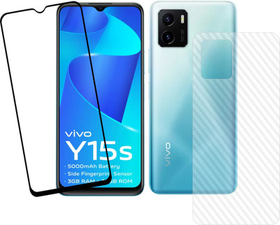 Vatsin Front and Back Tempered Glass for ViVO Y15s, ViVO Y15s (Back Carbon Fiber)(Pack of 2)