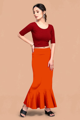 DRESQUE STORE DS_PC_PLEATS_3514_ORANGE(S) Lycra Blend Petticoat(S)