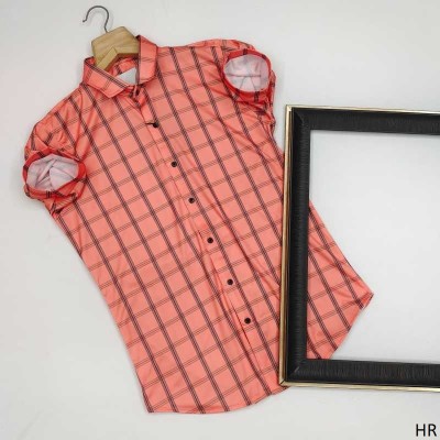 HR ENTERPRISE Men Checkered Casual Orange Shirt