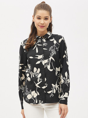 HARPA Women Floral Print Casual Black Shirt