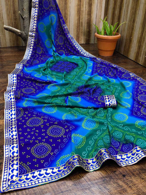 Kanooda Prints Printed Bandhani Georgette Saree(Multicolor)