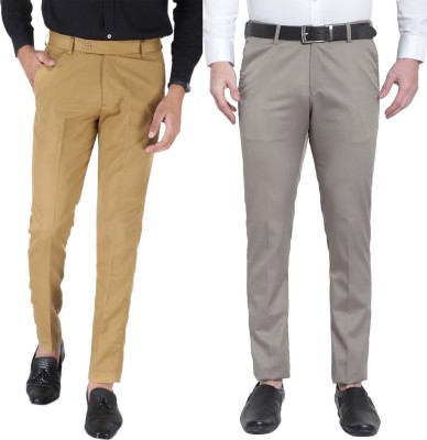 SREY Slim Fit Men Khaki Trousers