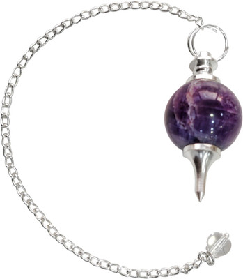 Shubhanjali Amethyst Crystal Ball Pendulum Dowsing Stone with Chain for Vastu Reiki Healing Decorative Showpiece  -  20 cm(Crystal, Stone, Purple)