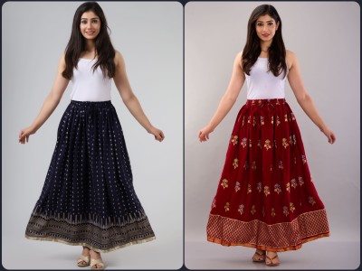 Jaipur Skirt Printed Women Flared Blue, Maroon Skirt