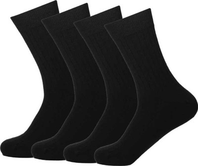 FOXSTON Men Solid Mid-Calf/Crew(Pack of 4)