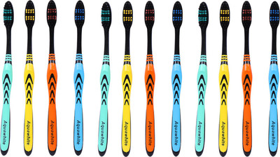 aquawhite Blackedge Flexi Zig Zag Toothbrush Combo Pack of 12 Medium Toothbrush(Pack of 12)
