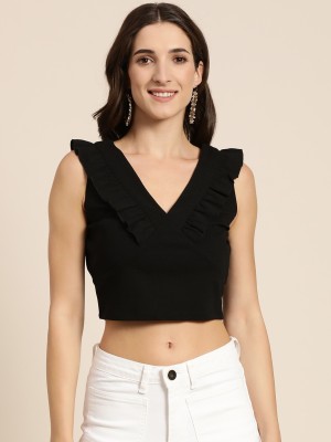 Marie Claire Casual Solid Women Black Top