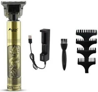 Bluetail Retail MP-99 Metal Trimmer Cordless Rechargeable T-Blade Close Cutting Trimmer for Men Trimmer 90 min  Runtime 4 Length Settings(Gold)