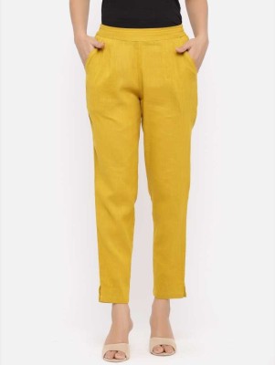 Fabricmode Regular Fit Women Yellow Trousers