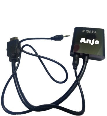 ANJO  TV-out Cable HDTV/HDMI to VGA (15 Pin) Converter Adapter with Aux/Audio Cable, Support 1080P/3D/4K, Male to Female, Full Copper for TV, PC, Laptop, Computer, Mac, Gaming, Projector Display etc. (Black Colour)(Black, For Computer)
