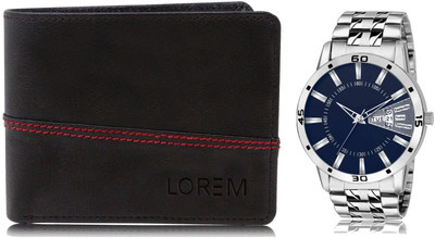 LOREM WL07-LR102 Combo Of Men Watch & Artificial Leather Wallet- Analog Watch  - For Men