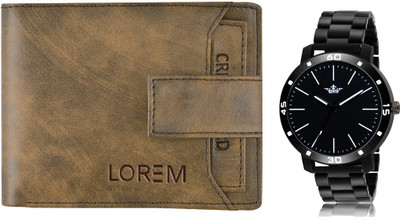 LOREM WL23-LR112 Combo Of Men Watch & Artificial Leather Wallet- Analog Watch  - For Men