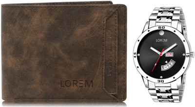 LOREM WL04-LR104 Combo Of Men Watch & Artificial Leather Wallet- Analog Watch  - For Men