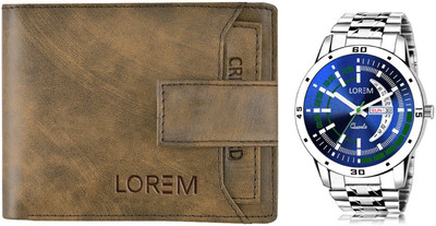 LOREM WL23-LR110 Combo Of Men Watch & Artificial Leather Wallet- Analog Watch  - For Men