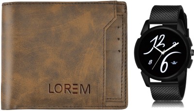 LOREM WL24-LR61 Combo Of Men Watch & Artificial Leather Wallet- Analog Watch  - For Men