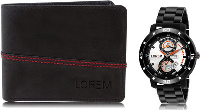 LOREM WL07-LR107 Combo Of Men Watch & Artificial Leather Wallet- Analog Watch  - For Men