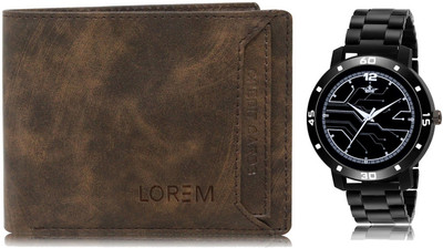 LOREM WL04-LR113 Combo Of Men Watch & Artificial Leather Wallet- Analog Watch  - For Men