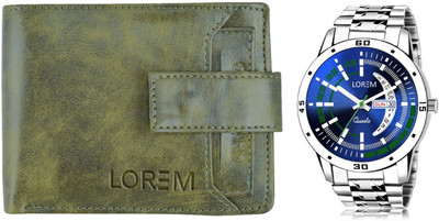LOREM WL22-LR110 Combo Of Men Watch & Artificial Leather Wallet- Analog Watch  - For Men