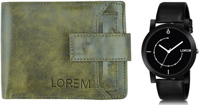 LOREM WL22-LR49 Combo Of Men Watch & Artificial Leather Wallet- Analog Watch  - For Men