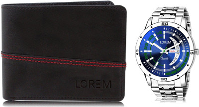 LOREM WL07-LR110 Combo Of Men Watch & Artificial Leather Wallet- Analog Watch  - For Men
