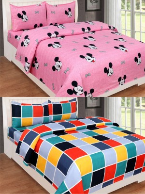 n g products 220 TC Cotton Queen Printed Flat Bedsheet(Pack of 2, Multicolor)