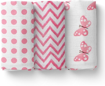 Mom's Home Printed Crib Swaddling Baby Blanket for  AC Room(Muslin, Pink)