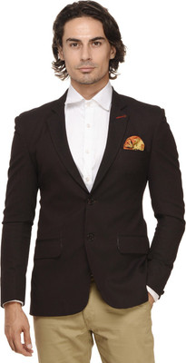 ENNOBLE Solid Single Breasted Casual Men Blazer(Maroon)