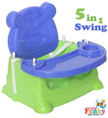 Little Funky 5 in 1 Baby Booster Seat/Swing Multipurpose Kids Feeding High Chair(Green, Blue)