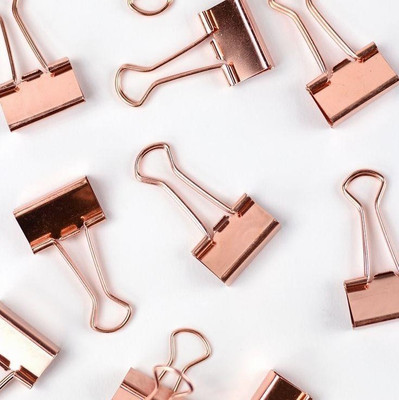 oddpod Premium Series Small Metal Binder Clips(Set of 40, Rose Gold)