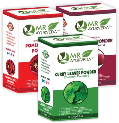 MR Ayurveda Curry Leaves Powder, Pomegranate Peel Powder & BeetRoot Powder - Set of 3(3 Items in the set)
