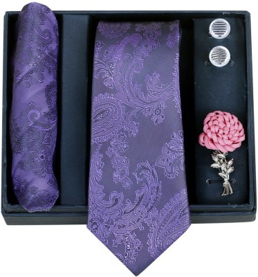 RANDOM STRIPE Satin Tie & Cufflink(Purple)