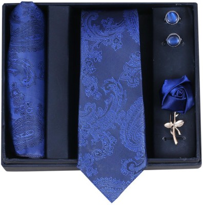 RANDOM STRIPE Satin Tie & Cufflink(Blue)