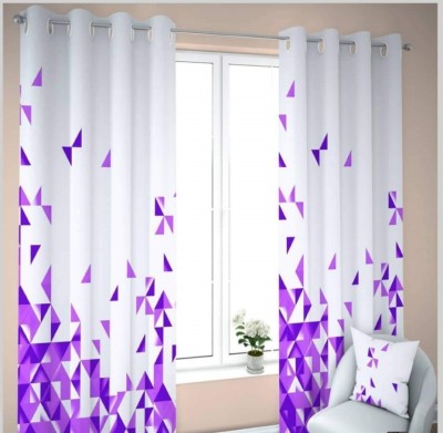 Vmd 214 cm (7 ft) Polyester Room Darkening Door Curtain (Pack Of 2)(Geometric, Purple)