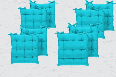 Comfowell Cotton Solid Chair Pad Pack of 8(Light Blue)