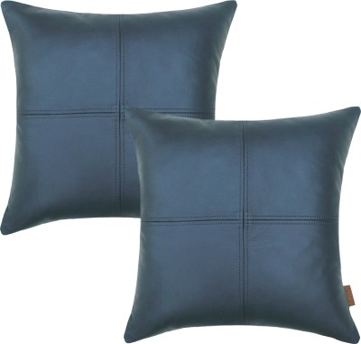 Ayra Italia Leather, Suede Cushions Cover(Pack of 2, 30 cm*30 cm, Blue)