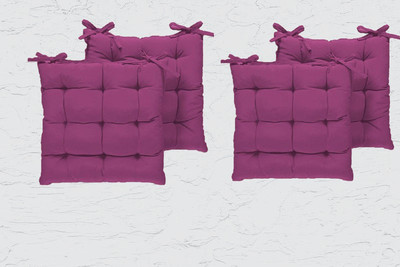 Comfowell Cotton Solid Chair Pad Pack of 4(Purple)