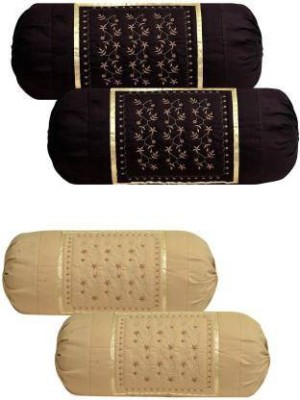 Planet Home Cotton Bolsters Cover(Pack of 4, 40 cm*80 cm, Brown, Beige)