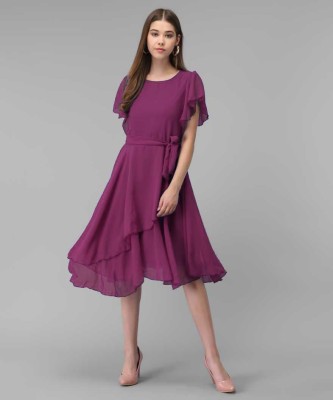 Maruti Nandan Fab Women Fit and Flare Purple Dress