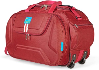 MEDLER (Expandable) DERBEN-RED Polyester Cabin Size Luggage Duffle Strolley Bag Duffel With Wheels (Strolley)